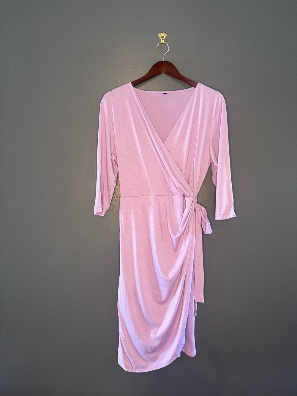 Lavender Purple Wrap Woman’s Dress ruching Side Tie Flattering Slimming size xl